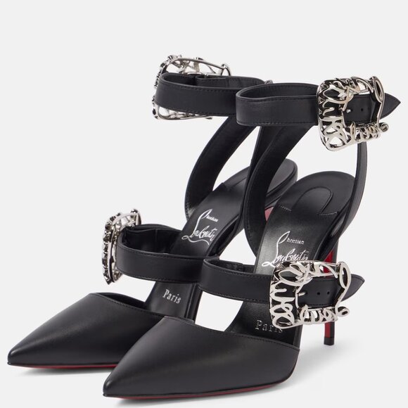 Christian Louboutin GIDDYLINA 100 Buckled Leather Sandals Heels Pumps - Picture 2 of 16